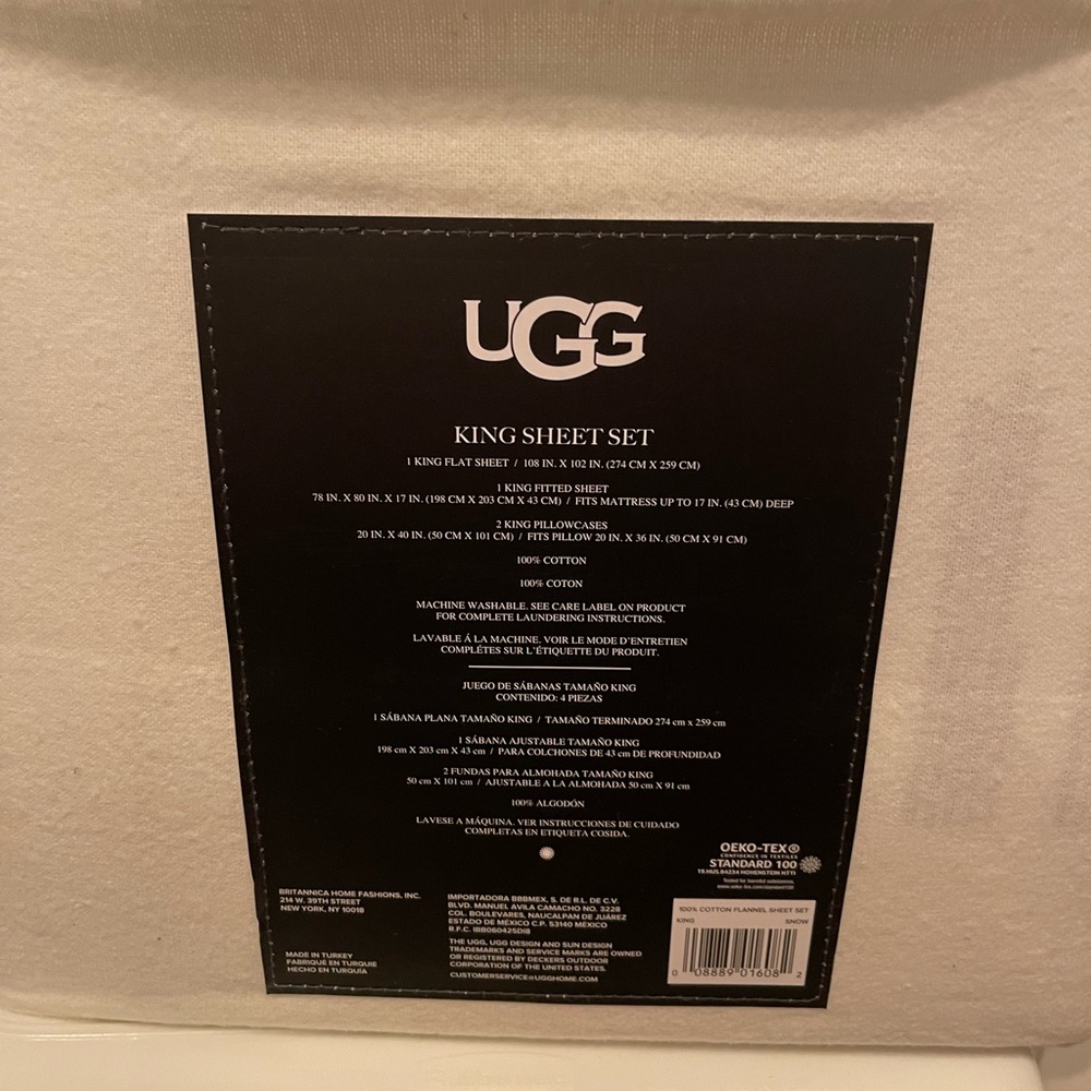 Ugg 100% Cotton Flannel King Size Sheet set